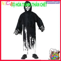 Bộ trang phục Áo Choàng Thần Chết cho trẻ em - Halloween Cosplay với mũ và găng tay, Phát sáng trong bóng tối, Thời trang thú vị cho bé