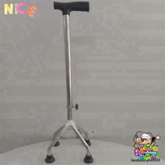 Gậy Tập Đi 4 Chân Chắc Chắn cho Người Cao Tuổi - Điều Chỉnh Cao, Chất Liệu Inox Bền Bỉ, Chân Đế Cao Su Chống Trơn Trượt