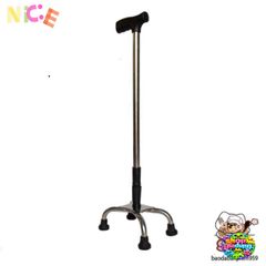 Gậy Tập Đi 4 Chân Chắc Chắn cho Người Cao Tuổi - Điều Chỉnh Cao, Chất Liệu Inox Bền Bỉ, Chân Đế Cao Su Chống Trơn Trượt
