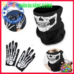 Mặt Nạ Đầu Lâu Kinh Dị và Găng Tay Ma Xương - Phụ Kiện Thời Trang Halloween Độc Đáo cho Tiệc Hóa Trang