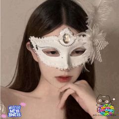 Mặt Nạ Hóa Trang Nửa Mặt Nhật Bản - Lông Vũ Thời Trang Cho Tiệc Halloween & Sự Kiện Đặc Biệt
