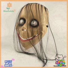 Mặt Nạ Halloween Ma Quái Hình Chữ V Với Tóc Dài - Phụ Kiện Trang Trí Hoá Trang Cho Người Lớn 17x24cm