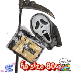 Bộ Trang Phục Hóa Trang Thần Chết Halloween - Áo Bộ Xương + Mặt Nạ Ma + Lưỡi Hái 1m - Phụ Kiện Cuốn Hút Cho Lễ Hội Ma Quái