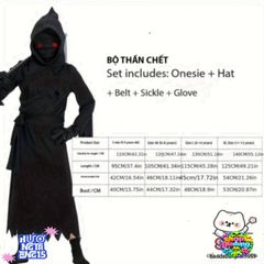 Bộ Trang Phục Hades Thần Chết Cho Trẻ Em - Halloween Độc Đáo với Lưỡi Hái và Mũ Thời Thượng, Phong Cách Huyền Bí