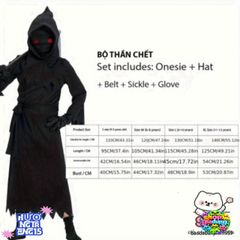 Bộ Trang Phục Hades Thần Chết Cho Trẻ Em - Halloween Độc Đáo với Lưỡi Hái và Mũ Thời Thượng, Phong Cách Huyền Bí