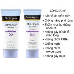 Kem Chống Nắng Neutrogena Ultra Sheer Dry Touch SPF 55+ - Bảo Vệ Da Toàn Diện, Thẩm Thấu Nhanh, Không Nhờn Dính 88ml Chí