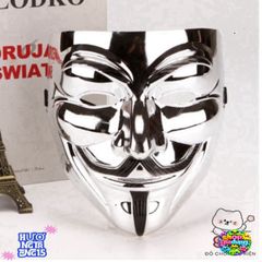 Mặt Nạ Hacker Chúa Anonymous - Phụ Kiện Hóa Trang Độc Đáo Cho Halloween, Lễ Hội - Màu Vàng, Bạc, Đen, Trắng, Phong Cách Công Nghệ