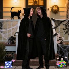 Áo Choàng Phù Thủy Halloween Đen Chất Liệu Polyester - Trang Phục Cosplay Độc Đáo, Kích Thước M-XXL