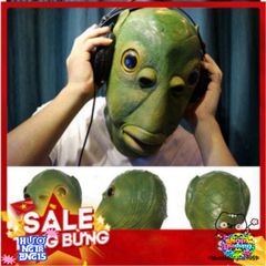 Mặt Nạ Hóa Trang Hình Cá Xanh Độc Đáo Unisex - Phụ Kiện Tiệc Halloween Thú Vị Cho Nam Nữ, Chất Liệu Latex An Toàn