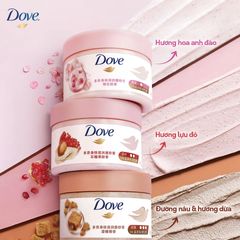 Tẩy Tế Bào Chết Dưỡng Ẩm Toàn Thân Dove Hương Lựu Đỏ Chính Hãng - Sản Phẩm Chăm Sóc Da Mềm Mịn, Tươi Mới, Phù Hợp Mọi Loại Da