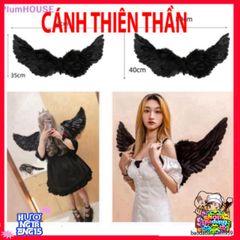 Cánh Thiên Thần Đen Lông Vũ 60x35cm - Trang Trí Sang Trọng Cho Không Gian Sống - Quà Tặng Cosplay Độc Đáo