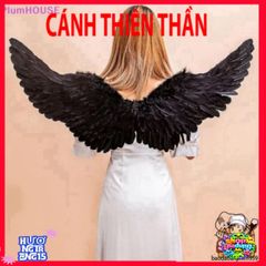 Cánh Thiên Thần Đen Lông Vũ 60x35cm - Trang Trí Sang Trọng Cho Không Gian Sống - Quà Tặng Cosplay Độc Đáo