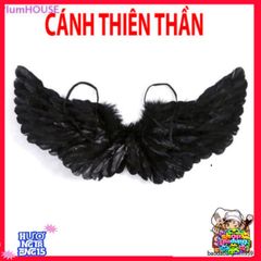 Cánh Thiên Thần Đen Lông Vũ 60x35cm - Trang Trí Sang Trọng Cho Không Gian Sống - Quà Tặng Cosplay Độc Đáo
