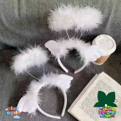 Bộ Phụ Kiện Thiên Thần - Cánh Thiên Thần Trắng, Cài Tóc & Gậy Hóa Trang - Phụ Kiện Tiệc Tùng Đẹp cho Trẻ Em và Người Lớn