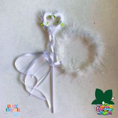 Bộ Phụ Kiện Thiên Thần - Cánh Thiên Thần Trắng, Cài Tóc & Gậy Hóa Trang - Phụ Kiện Tiệc Tùng Đẹp cho Trẻ Em và Người Lớn