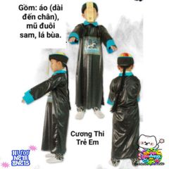Bộ Trang Phục Cương Thi Trẻ Em - Áo Dài Huyền Bí, Mũ Đuôi Sam & Móng Tay Giả Cho Halloween, Tiệc Hóa Trang & Cosplay