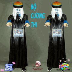 Bộ Trang Phục Halloween Cương Thi Hắc Bạch Độc Đáo Cho Người Lớn - Trang Phục Hóa Trang Cosplay ấn Tượng