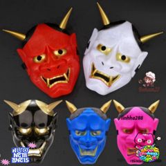Mặt Nạ Hóa Trang Quỷ Vương Hannya Oni 2 Sừng - Phụ Kiện Halloween Độc Đáo Cho Bữa Tiệc Hóa Trang