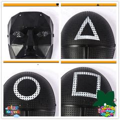 Mặt Nạ Cosplay Squid Game - Hình Tam Giác, Vuông, Tròn Độc Đáo cho Halloween và Tiệc Hóa Trang