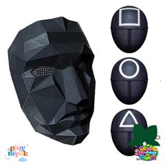 Mặt Nạ Cosplay Squid Game - Hình Tam Giác, Vuông, Tròn Độc Đáo cho Halloween và Tiệc Hóa Trang