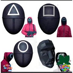 Mặt Nạ Cosplay Squid Game - Hình Tam Giác, Vuông, Tròn Độc Đáo cho Halloween và Tiệc Hóa Trang