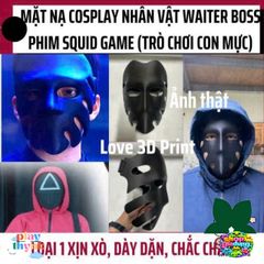 Mặt Nạ 3D Squid Game - Mặt Nạ Cosplay Halloween Nhân Vật WAITER BOSS Phim Hàn Quốc, Chất Liệu Nhựa PLA An Toàn