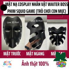 Mặt Nạ 3D Squid Game - Mặt Nạ Cosplay Halloween Nhân Vật WAITER BOSS Phim Hàn Quốc, Chất Liệu Nhựa PLA An Toàn