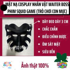 Mặt Nạ 3D Squid Game - Mặt Nạ Cosplay Halloween Nhân Vật WAITER BOSS Phim Hàn Quốc, Chất Liệu Nhựa PLA An Toàn