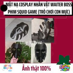 Mặt Nạ 3D Squid Game - Mặt Nạ Cosplay Halloween Nhân Vật WAITER BOSS Phim Hàn Quốc, Chất Liệu Nhựa PLA An Toàn