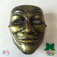 Mặt Nạ Hacker Vàng Bạc Trắng Lấp Lánh - Phụ Kiện Cosplay Halloween Chất Liệu Nhựa Dẻo, Kích Thước 20x15x10cm