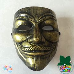 Mặt Nạ Hacker Vàng Bạc Trắng Lấp Lánh - Phụ Kiện Cosplay Halloween Chất Liệu Nhựa Dẻo, Kích Thước 20x15x10cm