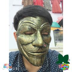 Mặt Nạ Hacker Vàng Bạc Trắng Lấp Lánh - Phụ Kiện Cosplay Halloween Chất Liệu Nhựa Dẻo, Kích Thước 20x15x10cm
