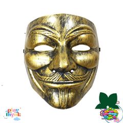 Mặt Nạ Hacker Vàng Bạc Trắng Lấp Lánh - Phụ Kiện Cosplay Halloween Chất Liệu Nhựa Dẻo, Kích Thước 20x15x10cm