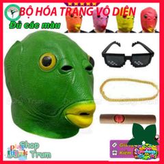 Mặt Nạ Silicone Xanh Hài Hước Cá Hài - Phụ Kiện Nhập Vai Halloween Vui Nhộn Cho Hacker, Thú Vị và Độc Đáo