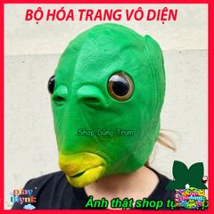 Mặt Nạ Silicone Xanh Hài Hước Cá Hài - Phụ Kiện Nhập Vai Halloween Vui Nhộn Cho Hacker, Thú Vị và Độc Đáo