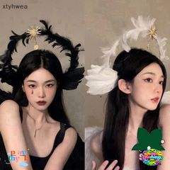 Mũ Tiara Lông Vũ Baroque Trắng Đen - Phụ Kiện Tiệc Thời Trang Cao Cấp Siêu Chất Lượng