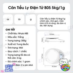 Cân Điện Tử Mini 5kg - Độ Chính Xác Cao, Màn Hình LCD Dễ Đọc, Thiết Bị Gọn Nhẹ Dễ Dàng Mang Theo