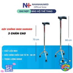 Gậy Chống Inox Haruko 1-3-4 Chân - Thiết Kế An Toàn Cho Người Già, Điều Chỉnh Chiều Cao, Đế Cao Su Chống Trơn, Quà Tặng Ý Nghĩa
