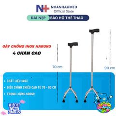 Gậy Chống Inox Haruko 1-3-4 Chân - Thiết Kế An Toàn Cho Người Già, Điều Chỉnh Chiều Cao, Đế Cao Su Chống Trơn, Quà Tặng Ý Nghĩa