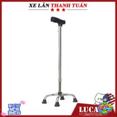 Gậy đi bộ Lucass B924 - Gậy 4 chân điều chỉnh chiều cao, hỗ trợ người cao tuổi và người khuyết tật đi lại an toàn