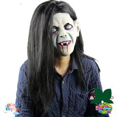 Mặt nạ Halloween Sadako Bí ẩn - Khẩu trang latex ma quái cho TikTok, sự kiện hóa trang, chụp ảnh thú vị