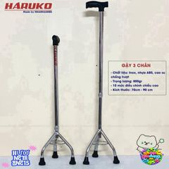 Gậy Đi Bộ 3/4 Chân Haruko - Gậy Chống An Toàn Cho Người Già, Chất Liệu Inox Bền Bỉ, Điều Chỉnh Chiều Cao Linh Hoạt