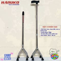 Gậy Đi Bộ 3/4 Chân Haruko - Gậy Chống An Toàn Cho Người Già, Chất Liệu Inox Bền Bỉ, Điều Chỉnh Chiều Cao Linh Hoạt