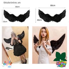 Cánh Thiên Thần Lông Vũ Trắng Đen - Phụ Kiện Thời Trang Quyến Rũ, Kích Thước 60x35cm và 80x40cm, Thích Hợp Làm Quà Tặng độc Đáo