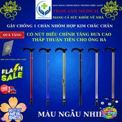 Gậy Chống Trượt Inox 4 Chân Gập Gọn Có Đèn LED - Hỗ Trợ Đi Lại Cho Người Già, Người Khuyết Tật, Tập Đi An Toàn