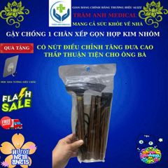 Gậy Chống Trượt Inox 4 Chân Gập Gọn Có Đèn LED - Hỗ Trợ Đi Lại Cho Người Già, Người Khuyết Tật, Tập Đi An Toàn