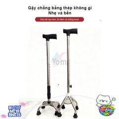 Gậy Chống Trượt Bốn Chân Điều Chỉnh 65-90 cm - Hỗ Trợ Đi Lại Cho Người Già, An Toàn Và Dễ Sử Dụng
