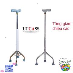 Gậy chống 4 chân Lucass - Duy trì an toàn cho người già và bệnh nhân - Điều chỉnh chiều cao tiện lợi, chất liệu sắt mạ crom bền đẹp