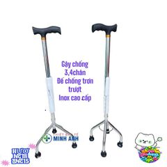 Gậy Chống Người Già 3 Chân, 4 Chân - Hỗ Trợ Đi Lại An Toàn, Điều Chỉnh Chiều Cao Từ 1.5m Đến 1.9m - Dụng Cụ Tập Đi Chất Lượng Cao