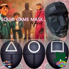 Mặt Nạ Squid Game Lính Gác - Phụ Kiện Thời Trang Phim Trò Chơi Con Mực Đen, Hàng Có Sẵn, Kích Thước 28x20cm